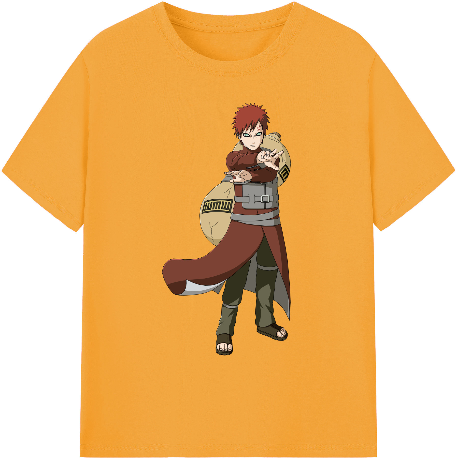 （画像用） NARUTO -ナルト- ガアラ Gaara 綿100％ メンズ半袖Tシャツ｜肌触りやわらか＆通気性
