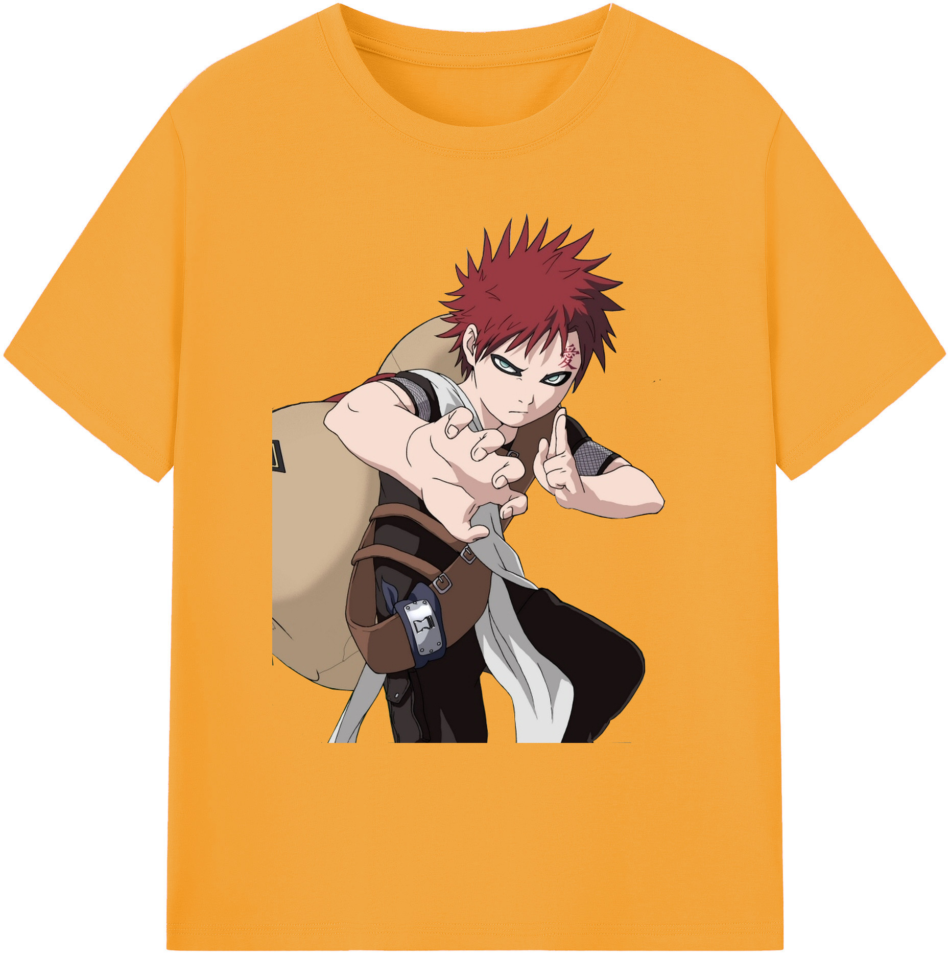 （画像用） NARUTO -ナルト- ガアラ Gaara 綿100％ メンズ半袖Tシャツ｜肌触りやわらか＆通気性