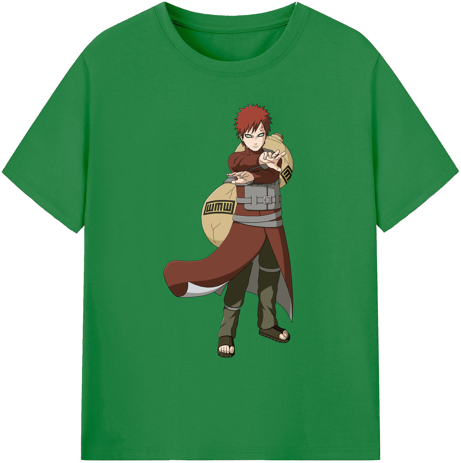 （画像用） NARUTO -ナルト- ガアラ Gaara 綿100％ メンズ半袖Tシャツ｜肌触りやわらか＆通気性