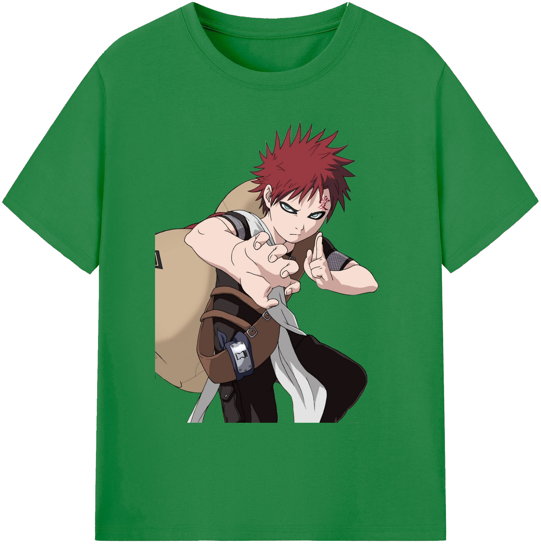 （画像用） NARUTO -ナルト- ガアラ Gaara 綿100％ メンズ半袖Tシャツ｜肌触りやわらか＆通気性