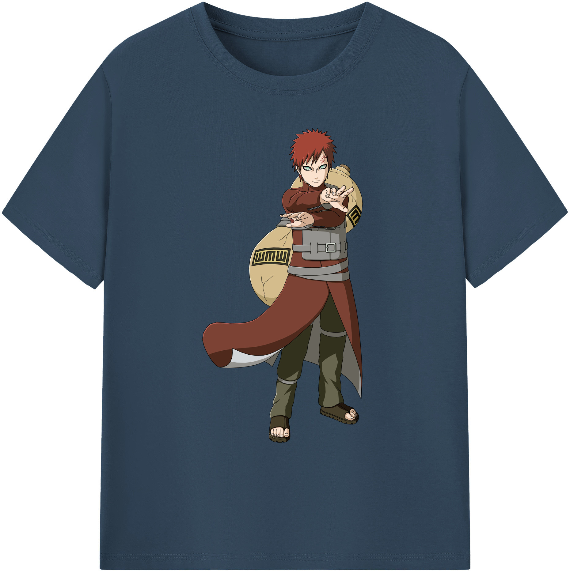（画像用） NARUTO -ナルト- ガアラ Gaara 綿100％ メンズ半袖Tシャツ｜肌触りやわらか＆通気性
