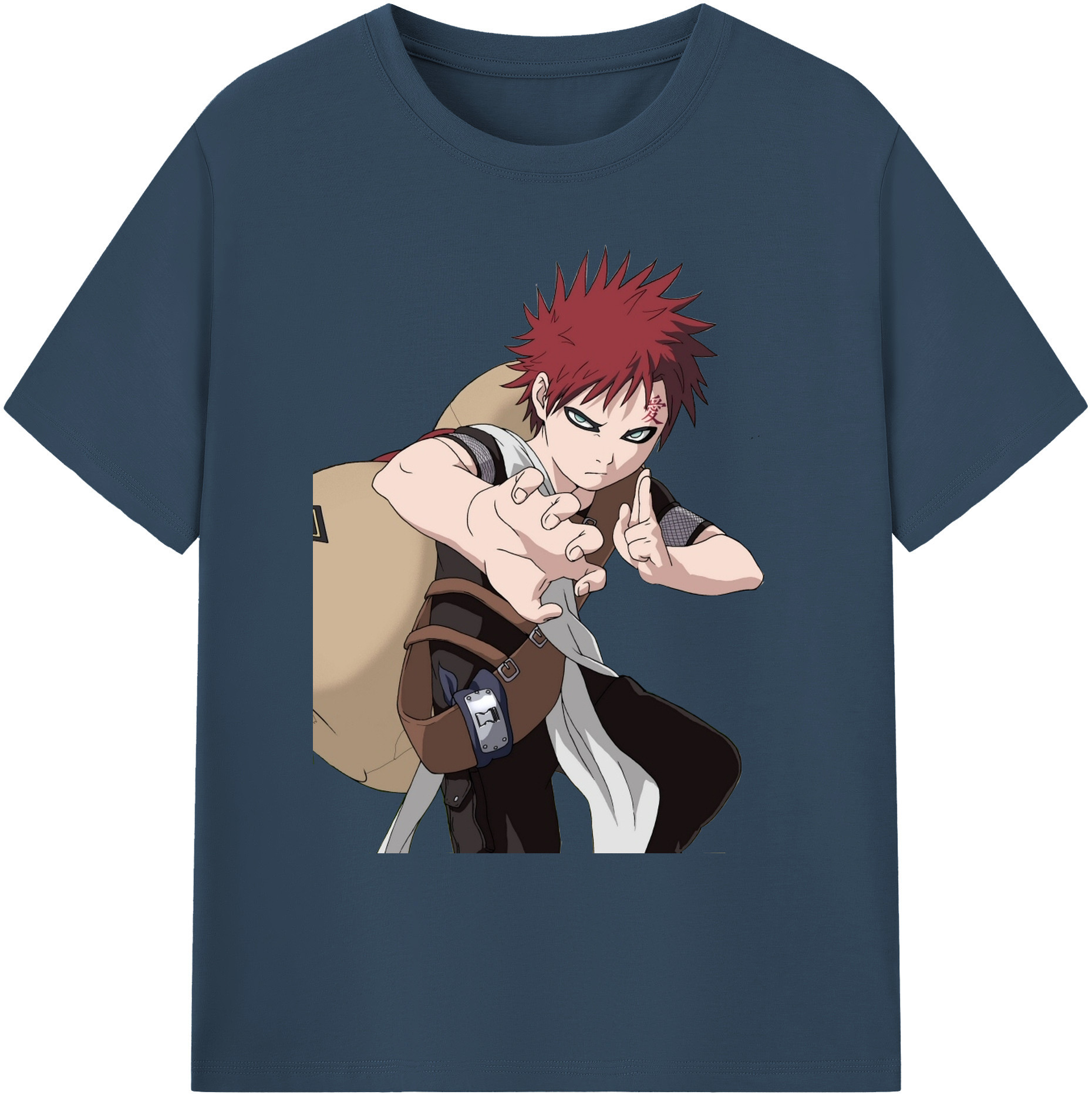 （画像用） NARUTO -ナルト- ガアラ Gaara 綿100％ メンズ半袖Tシャツ｜肌触りやわらか＆通気性