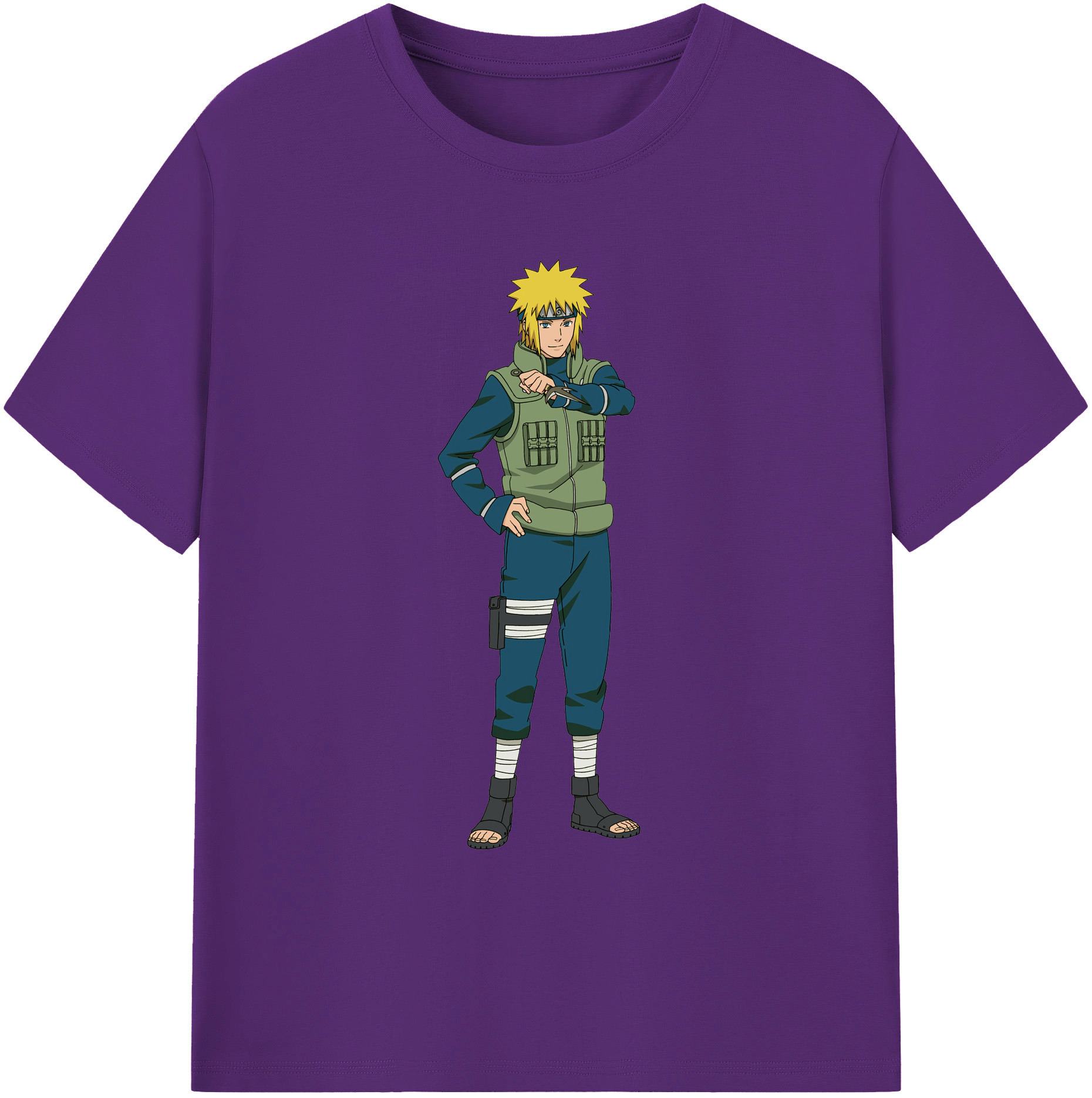 （画像用） NARUTO -ナルト- 波風 ミナト Namikaze Minato 綿100％ メンズ半袖Tシャツ｜肌触りやわらか＆通気性