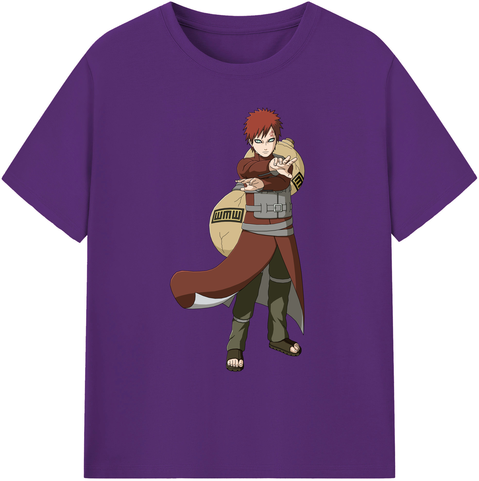 （画像用） NARUTO -ナルト- ガアラ Gaara 綿100％ メンズ半袖Tシャツ｜肌触りやわらか＆通気性
