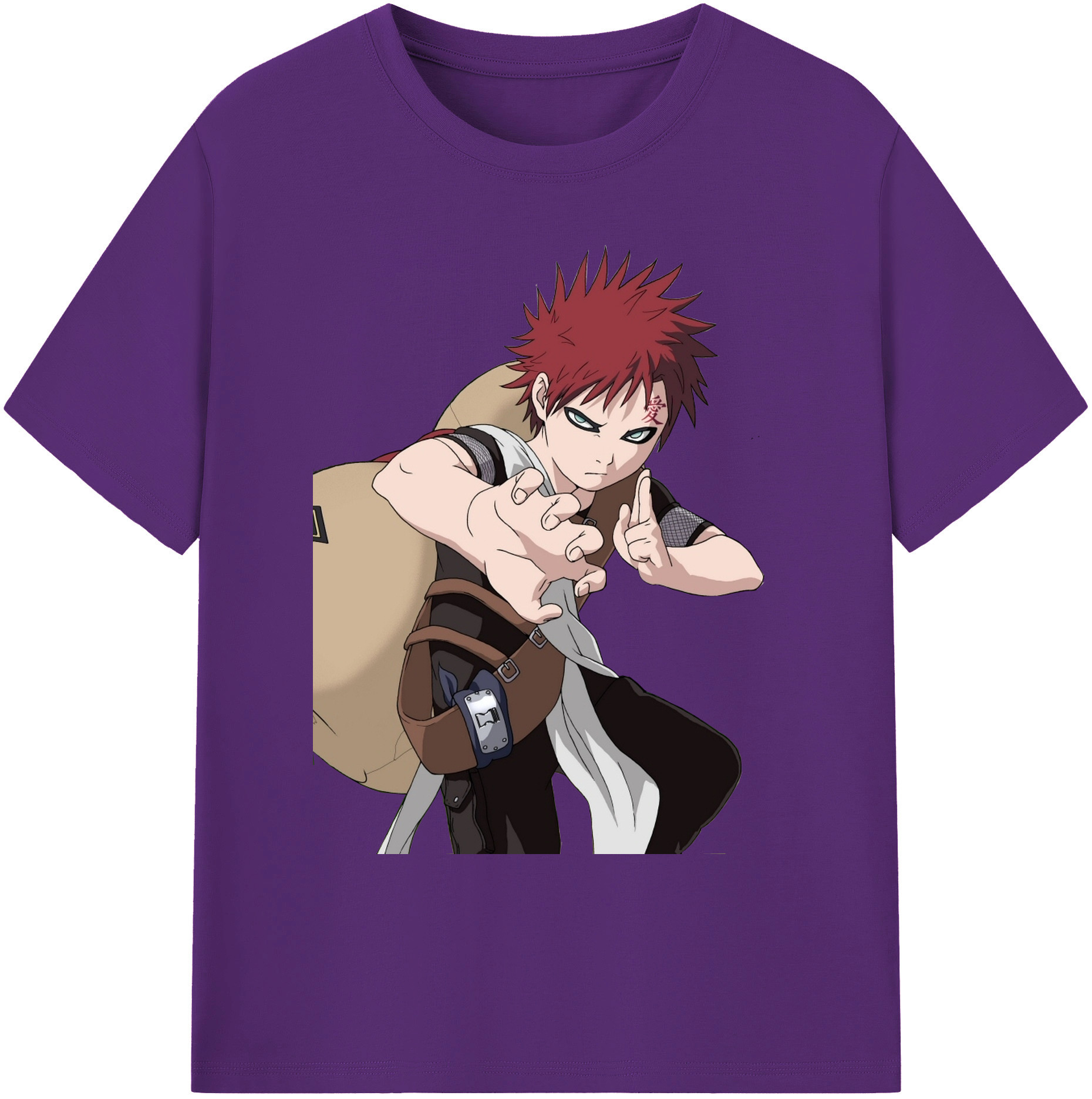 （画像用） NARUTO -ナルト- ガアラ Gaara 綿100％ メンズ半袖Tシャツ｜肌触りやわらか＆通気性