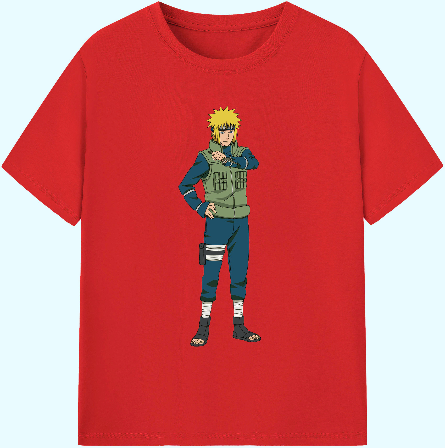 （画像用） NARUTO -ナルト- 波風 ミナト Namikaze Minato 綿100％ メンズ半袖Tシャツ｜肌触りやわらか＆通気性