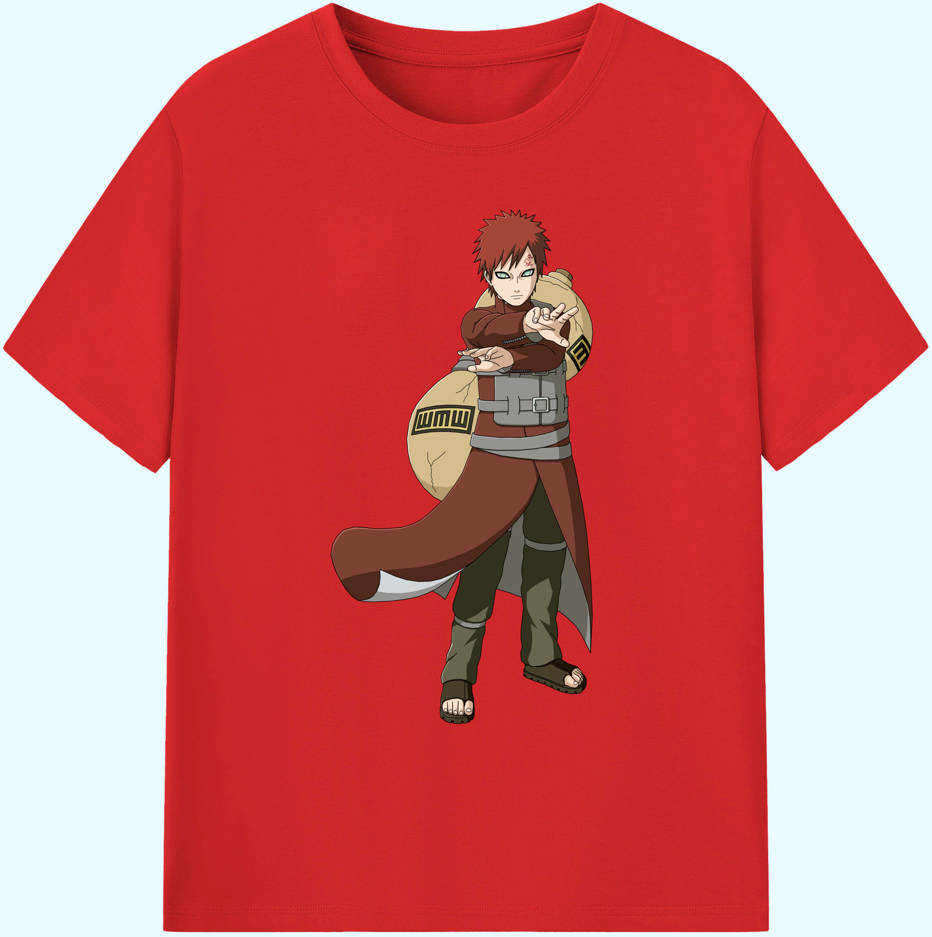 （画像用） NARUTO -ナルト- ガアラ Gaara 綿100％ メンズ半袖Tシャツ｜肌触りやわらか＆通気性