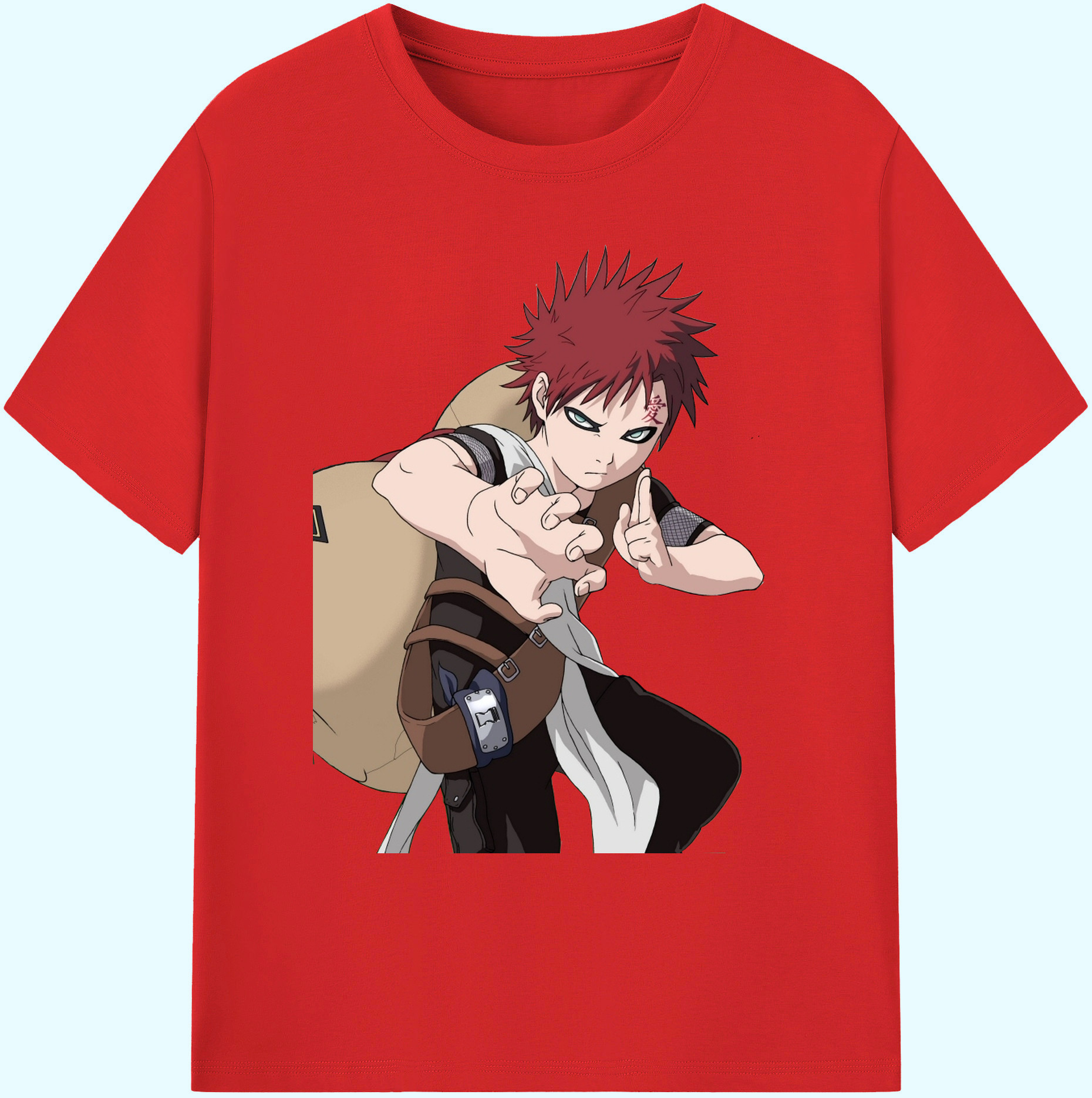 （画像用） NARUTO -ナルト- ガアラ Gaara 綿100％ メンズ半袖Tシャツ｜肌触りやわらか＆通気性