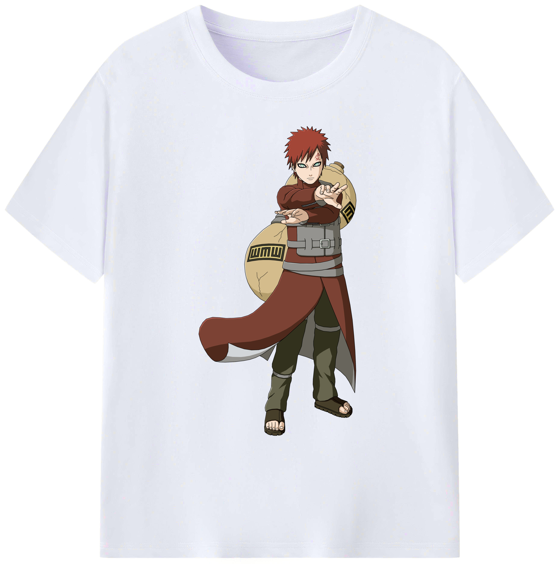 （画像用） NARUTO -ナルト- ガアラ Gaara 綿100％ メンズ半袖Tシャツ｜肌触りやわらか＆通気性