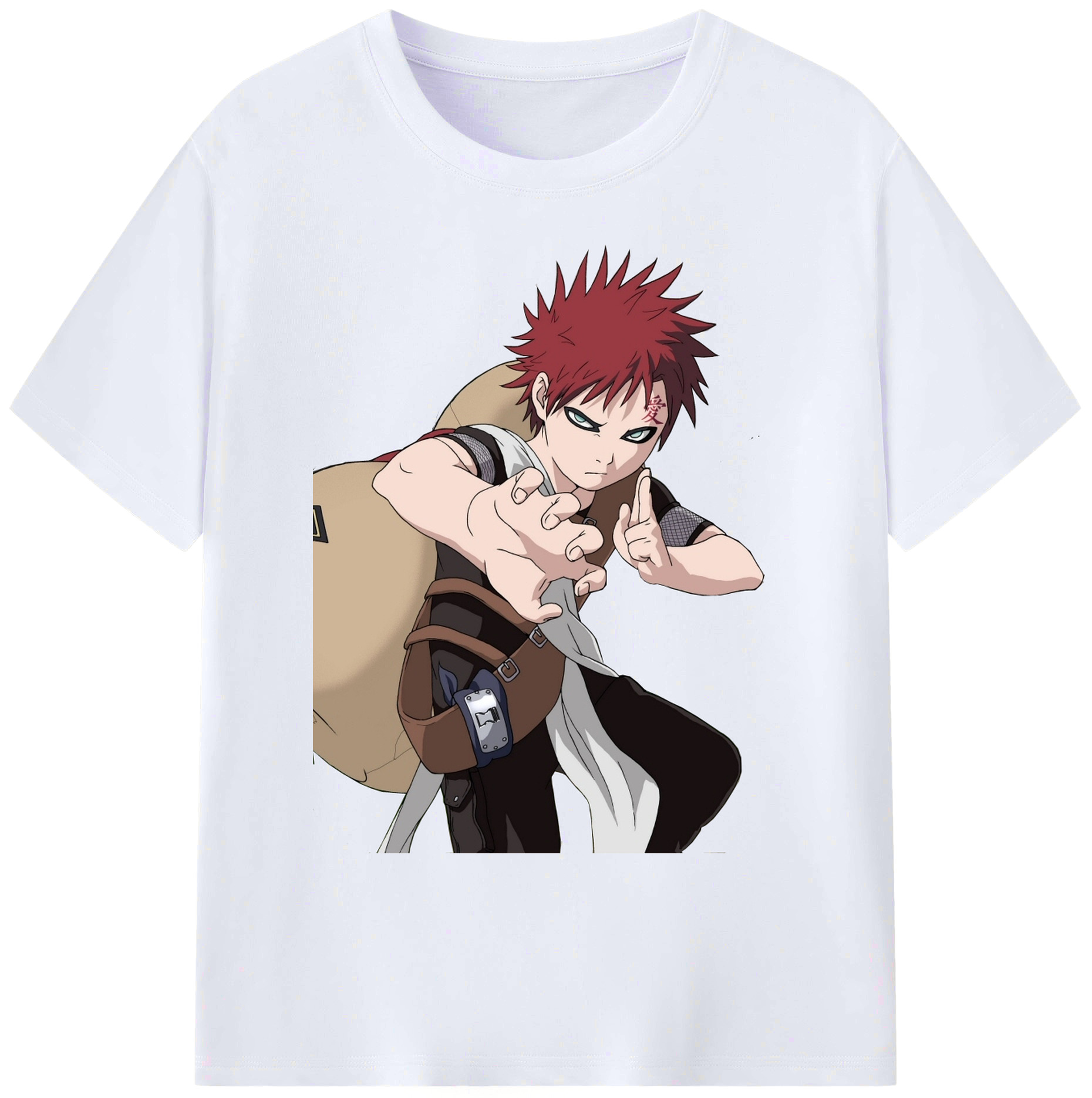 （画像用） NARUTO -ナルト- ガアラ Gaara 綿100％ メンズ半袖Tシャツ｜肌触りやわらか＆通気性