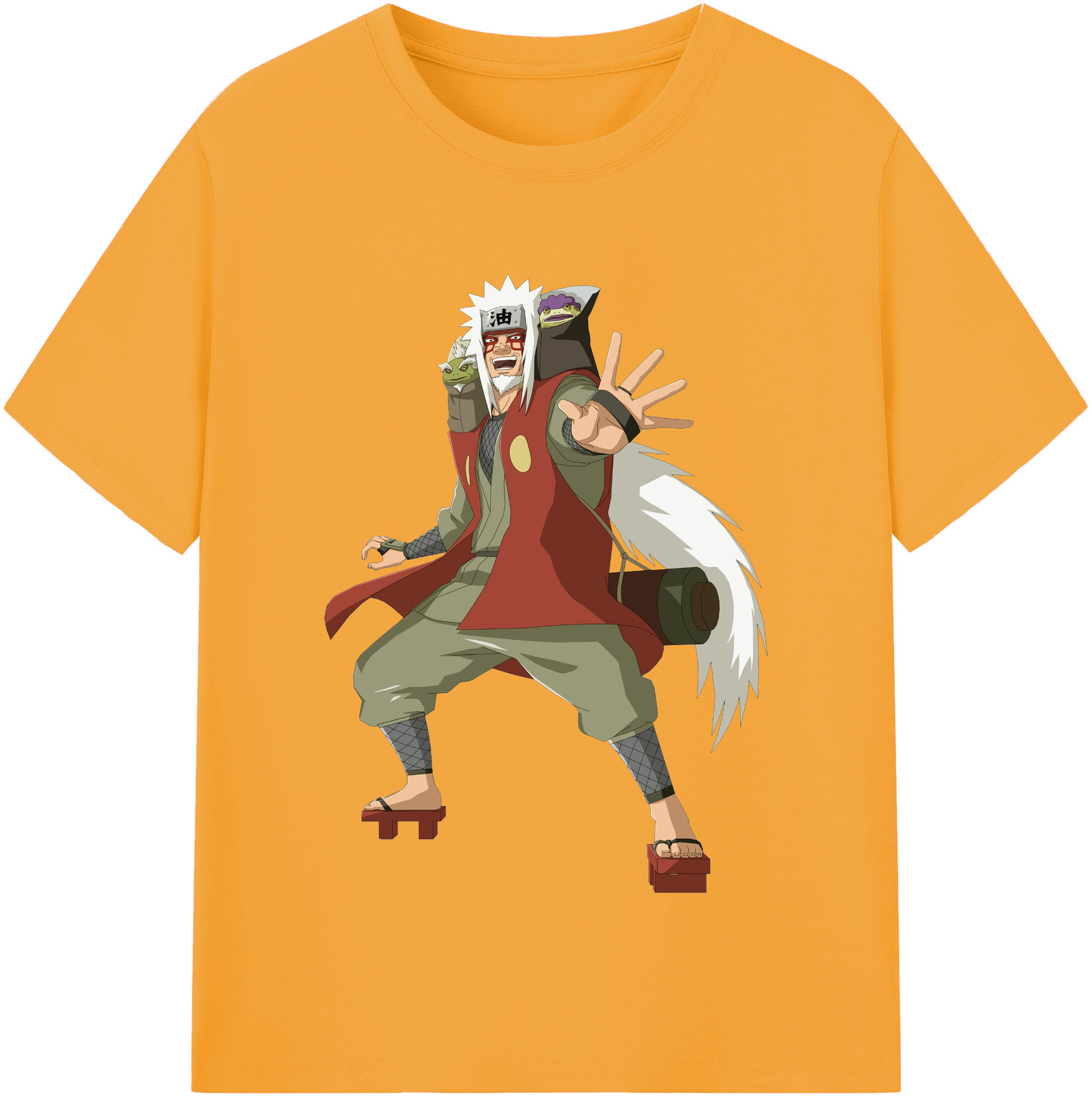 （画像用） NARUTO -ナルト- 自来也（じらいや） Jiraiya レディースカジュアルプリントTシャツ（綿100％）