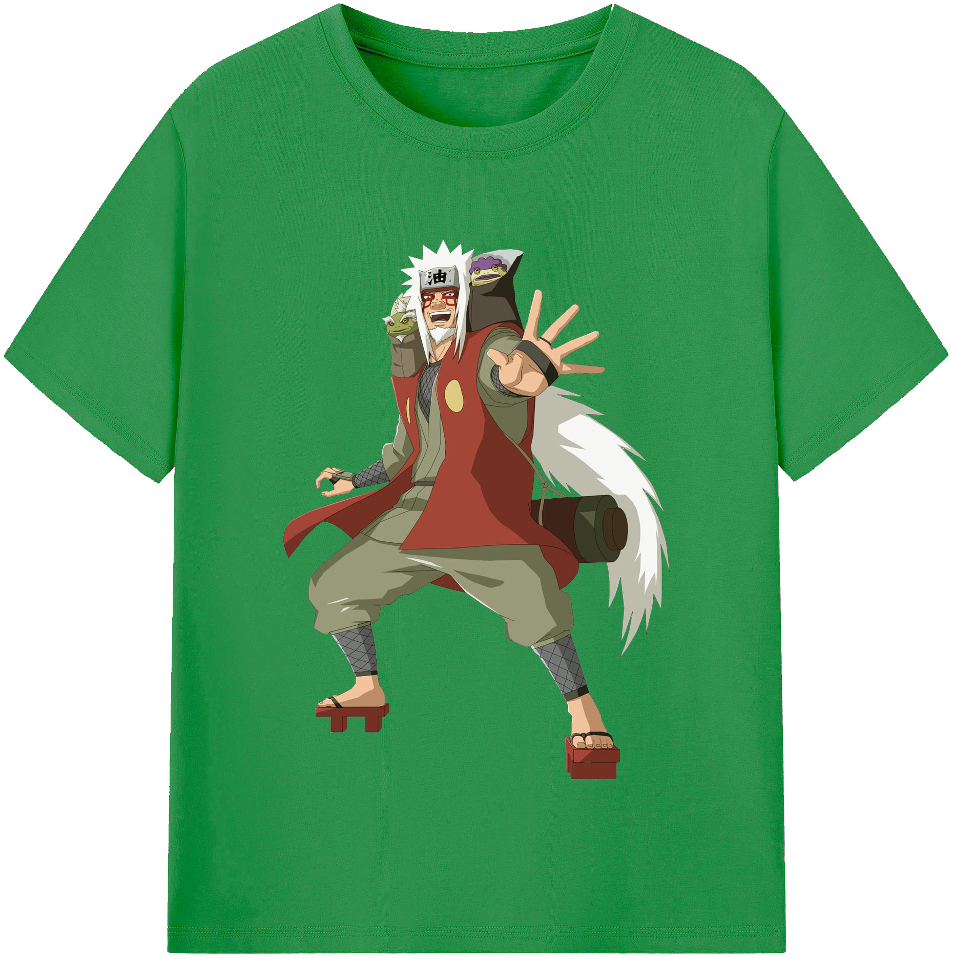 （画像用） NARUTO -ナルト- 自来也（じらいや） Jiraiya レディースカジュアルプリントTシャツ（綿100％）