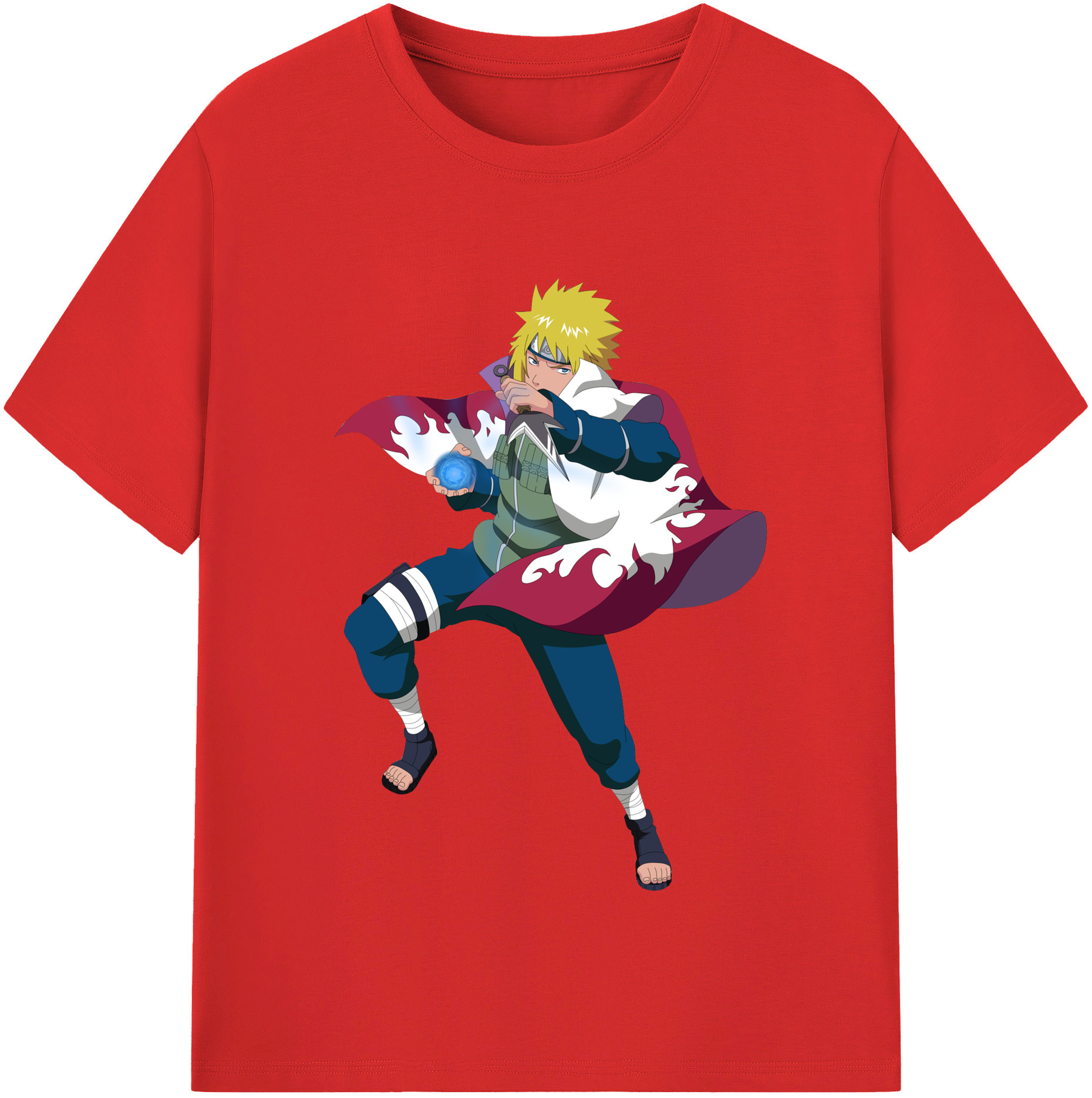 （画像用） NARUTO -ナルト- 波風 ミナト Namikaze Minato レディースカジュアルプリントTシャツ（綿100％）