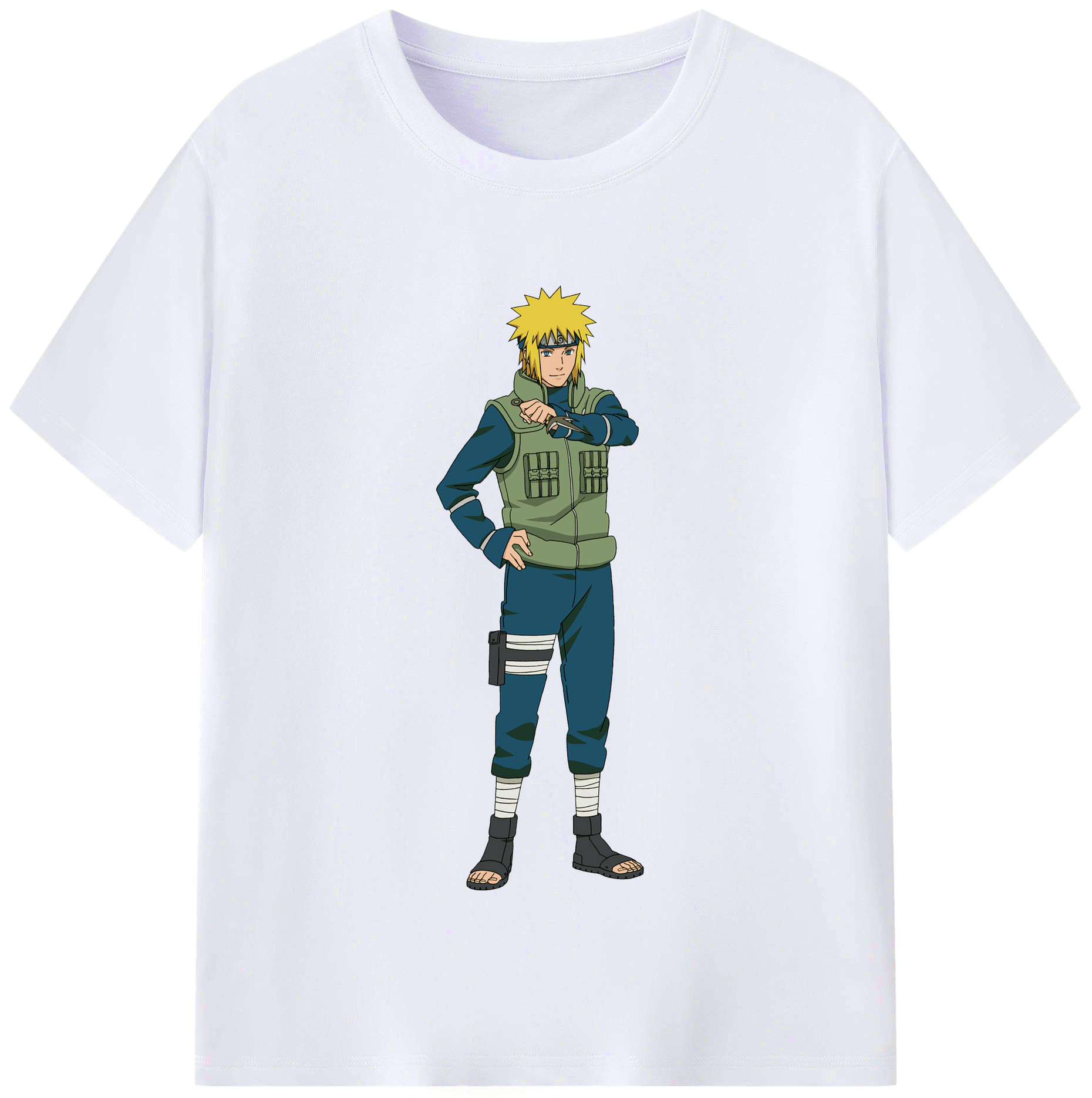 （画像用） NARUTO -ナルト- 波風 ミナト Namikaze Minato レディースカジュアルプリントTシャツ（綿100％）