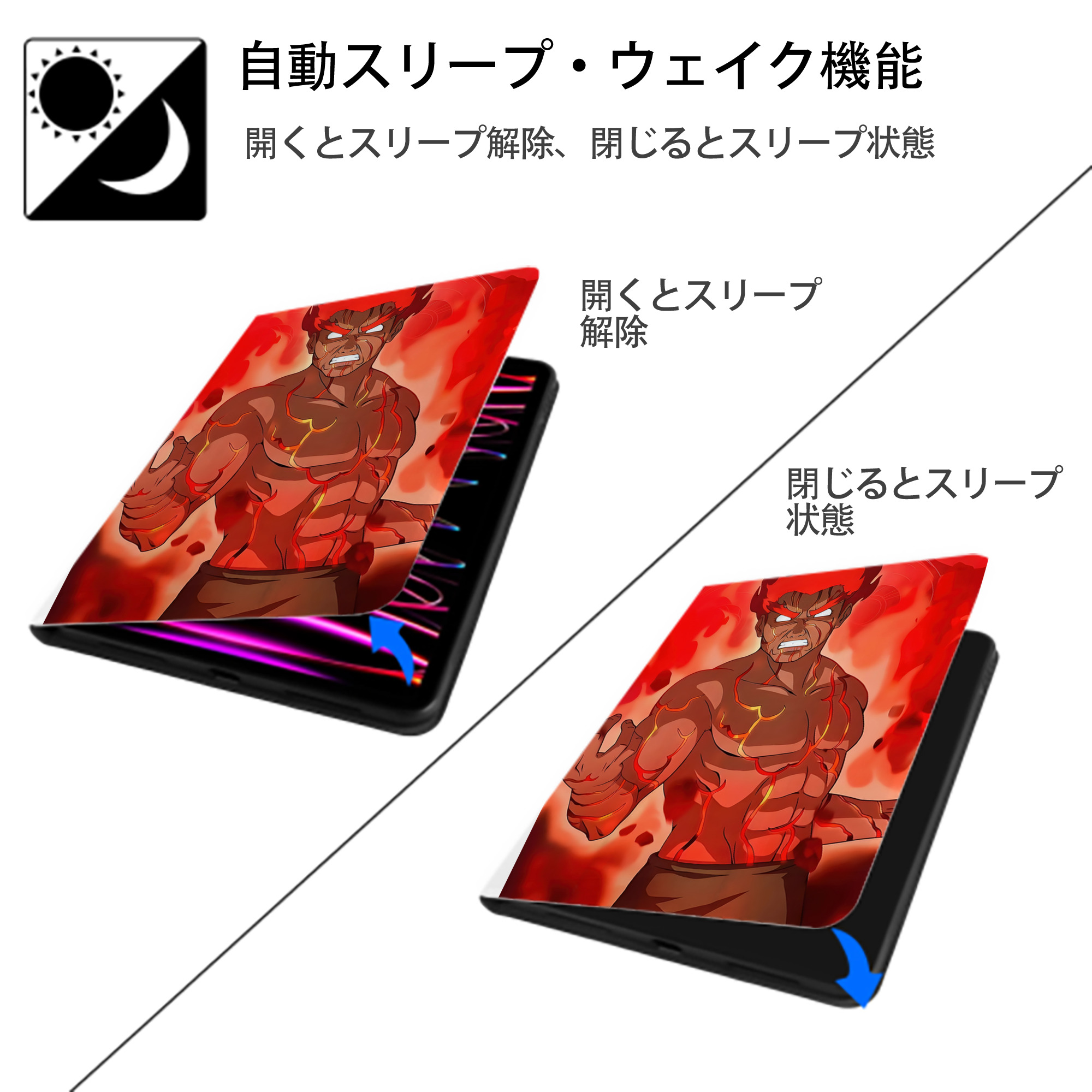NARUTO -ナルト- NARUTO -ナルト- 疾風伝 IPad ケース ペン収納付き 三つ折りスタンド PUレザー×シリコン 対応機種9.5/10.5/10.9インチ