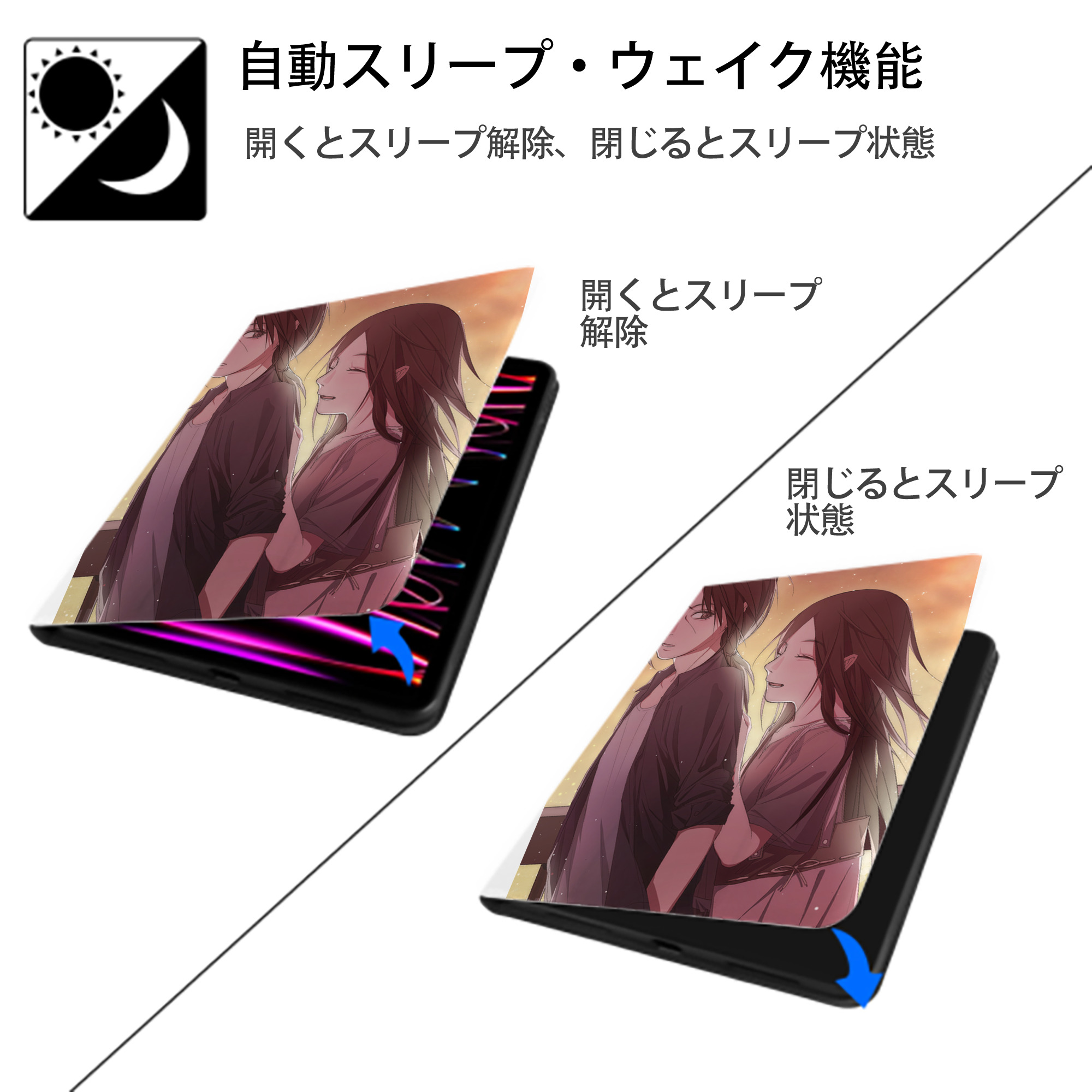 NARUTO -ナルト- NARUTO -ナルト- 疾風伝 IPad ケース ペン収納付き 三つ折りスタンド PUレザー×シリコン 対応機種9.5/10.5/10.9インチ