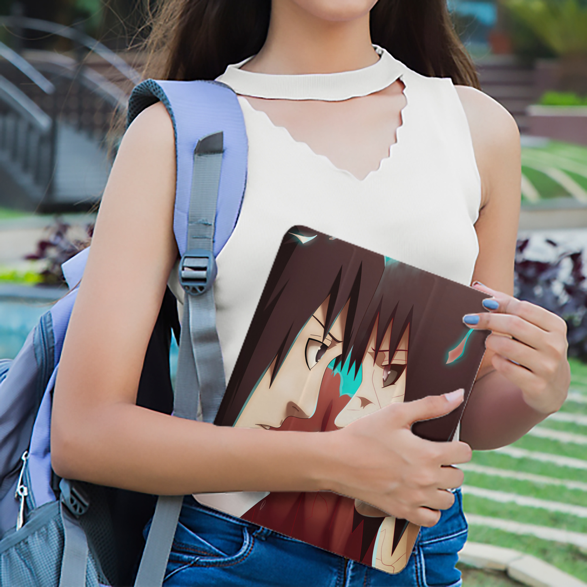 NARUTO -ナルト- NARUTO -ナルト- 疾風伝 IPad ケース ペン収納付き 三つ折りスタンド PUレザー×シリコン 対応機種9.5/10.5/10.9インチ