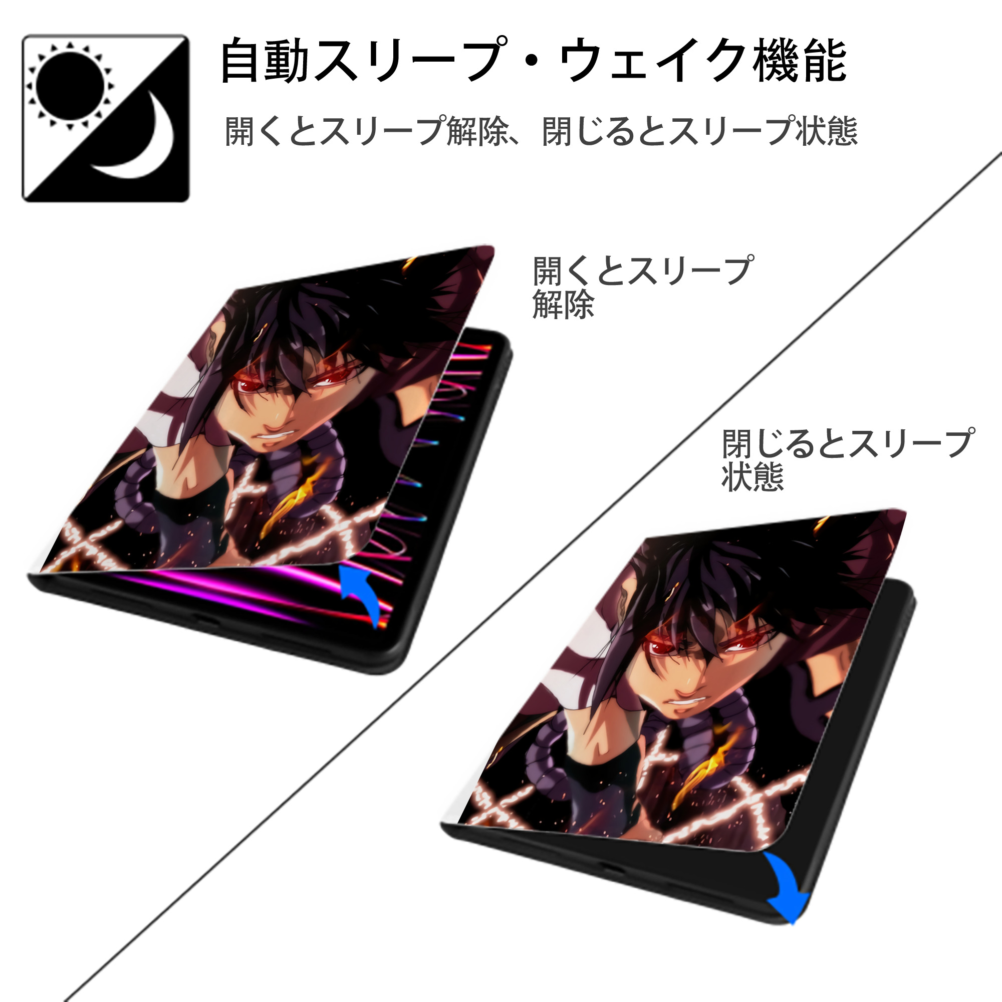 NARUTO -ナルト- NARUTO -ナルト- 疾風伝 IPad ケース ペン収納付き 三つ折りスタンド PUレザー×シリコン 対応機種9.5/10.5/10.9インチ