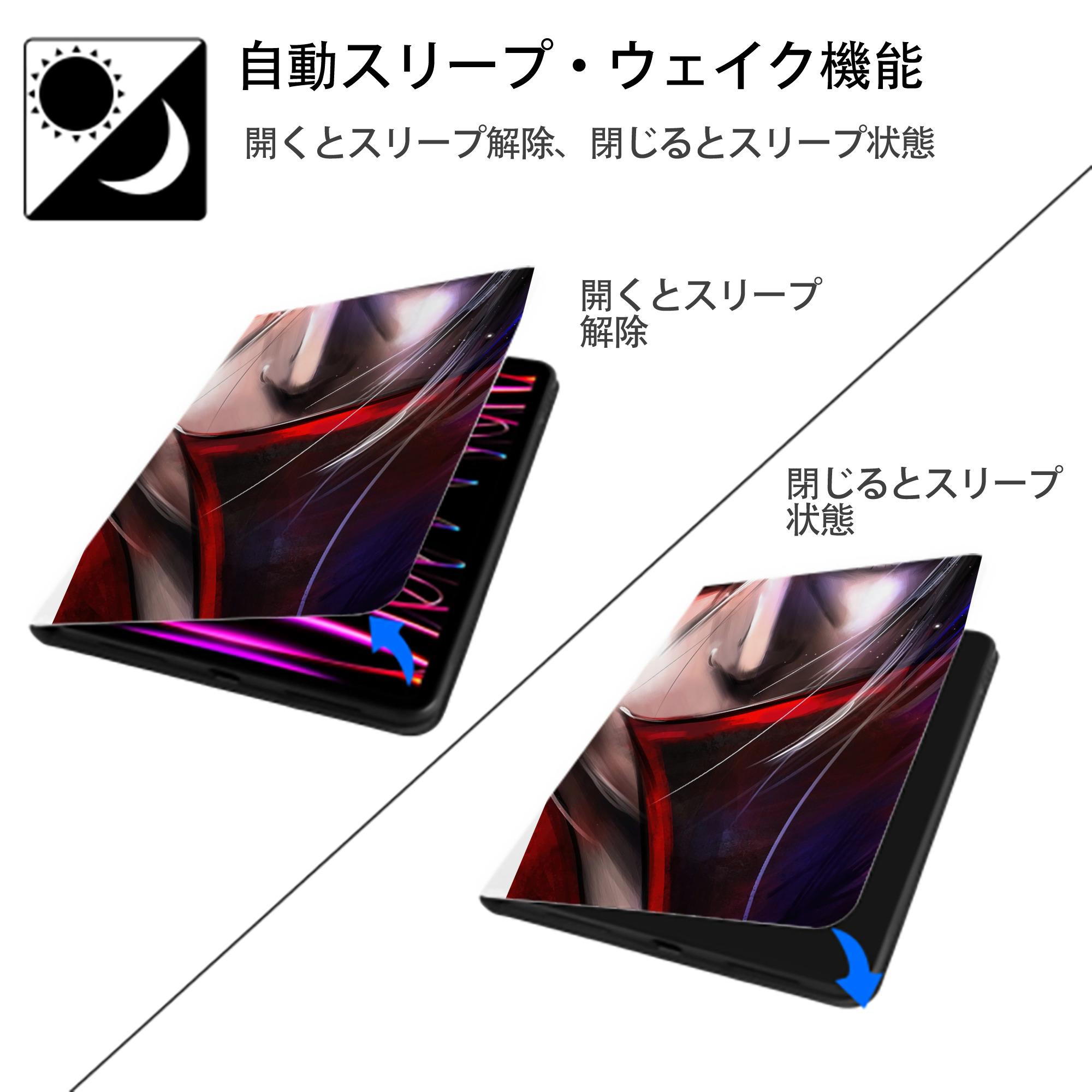NARUTO -ナルト- NARUTO -ナルト- 疾風伝 IPad ケース ペン収納付き 三つ折りスタンド PUレザー×シリコン 対応機種9.5/10.5/10.9インチ