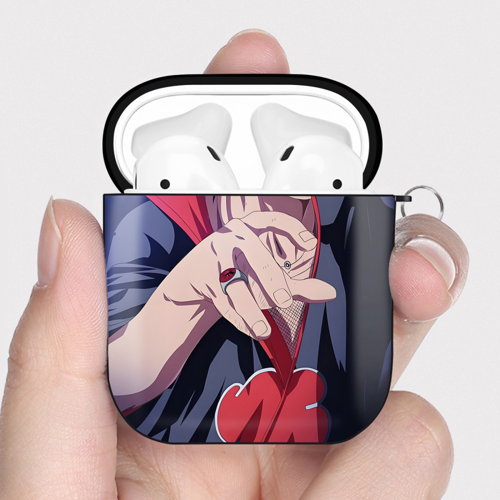 （画像用） NARUTO -ナルト- NARUTO -ナルト- 疾風伝 AirPods 第2世代保護ケース ハードシェル ブラック 耐衝撃・防指紋・カラビナ付き