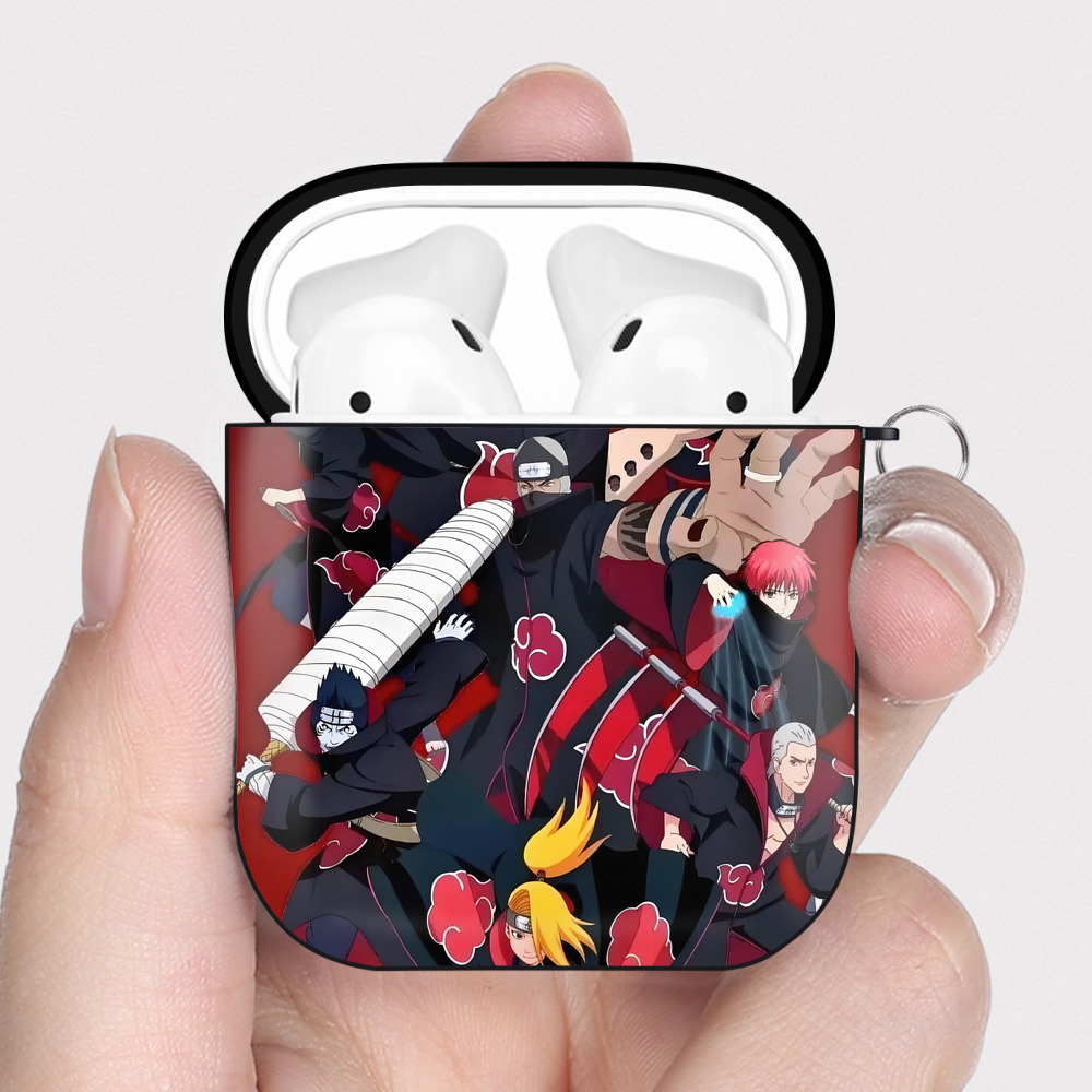 （画像用） NARUTO -ナルト- NARUTO -ナルト- 疾風伝 AirPods 第2世代保護ケース ハードシェル ブラック 耐衝撃・防指紋・カラビナ付き
