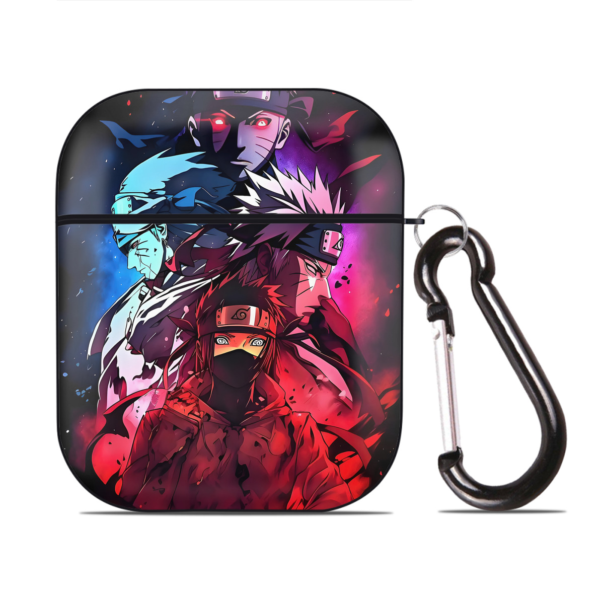 （画像用） NARUTO -ナルト- NARUTO -ナルト- 疾風伝 AirPods 第2世代保護ケース ハードシェル ブラック 耐衝撃・防指紋・カラビナ付き