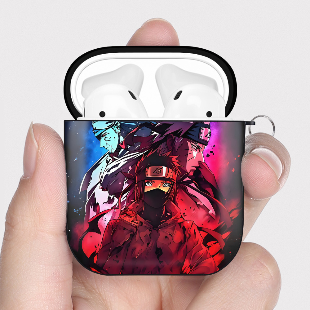 （画像用） NARUTO -ナルト- NARUTO -ナルト- 疾風伝 AirPods 第2世代保護ケース ハードシェル ブラック 耐衝撃・防指紋・カラビナ付き