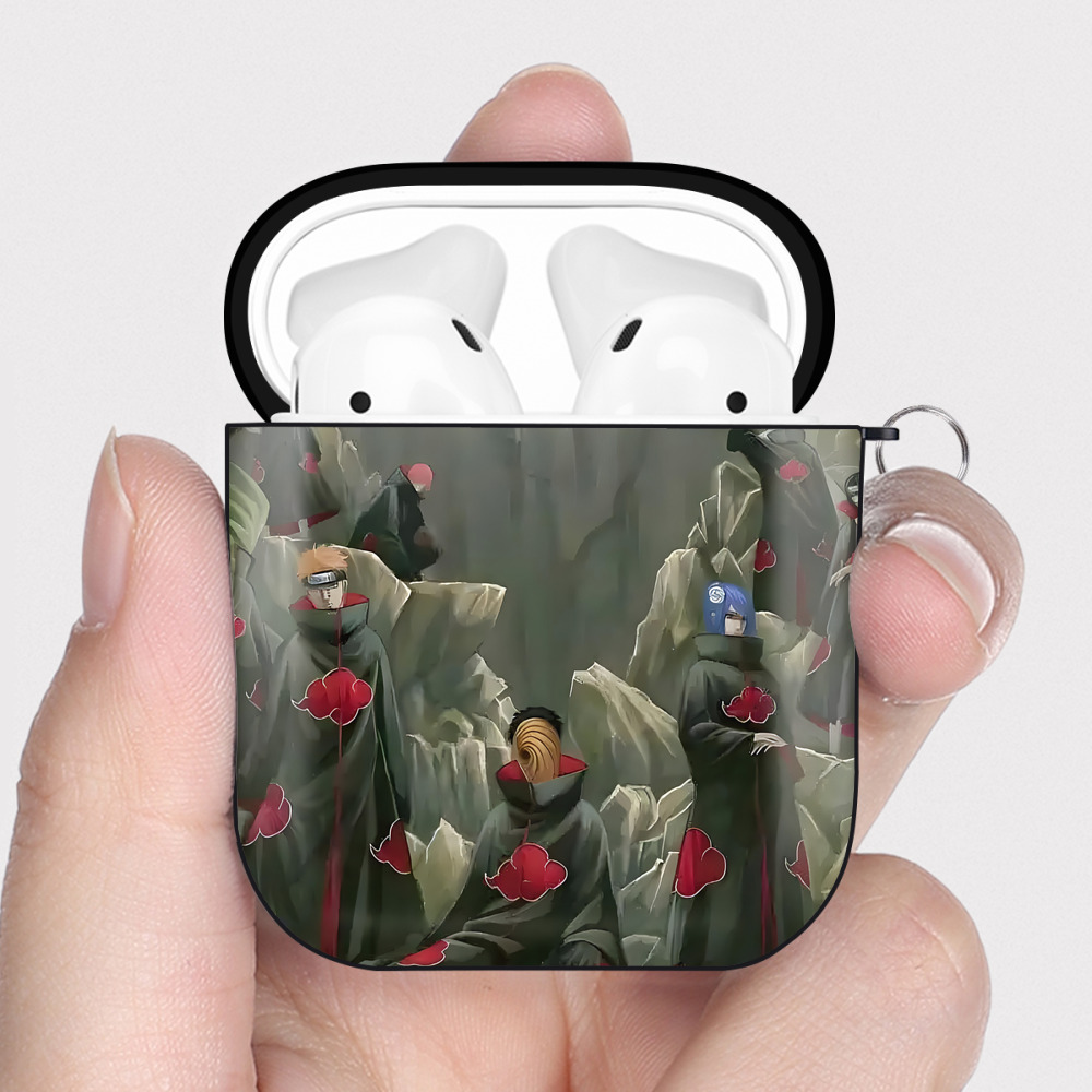 （画像用） NARUTO -ナルト- NARUTO -ナルト- 疾風伝 AirPods 第2世代保護ケース ハードシェル ブラック 耐衝撃・防指紋・カラビナ付き