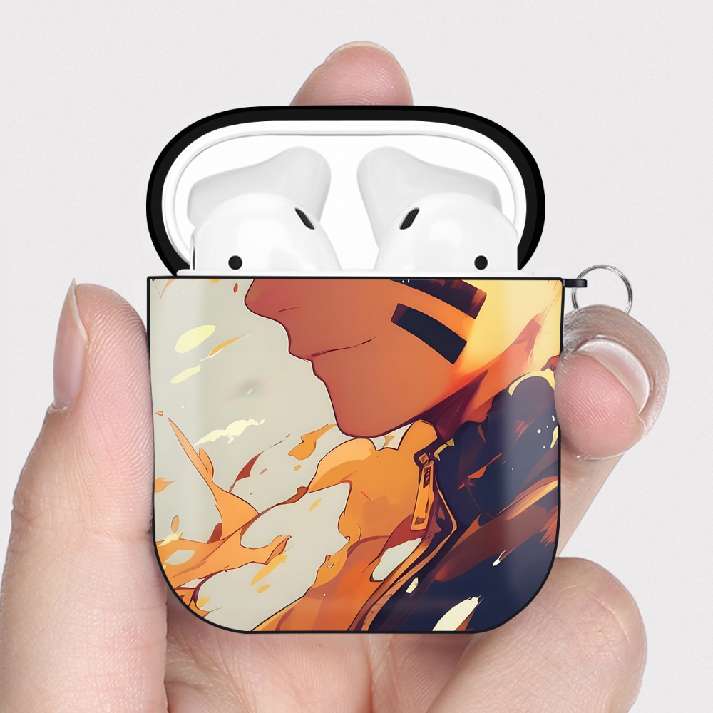 （画像用） NARUTO -ナルト- NARUTO -ナルト- 疾風伝 AirPods 第2世代保護ケース ハードシェル ブラック 耐衝撃・防指紋・カラビナ付き