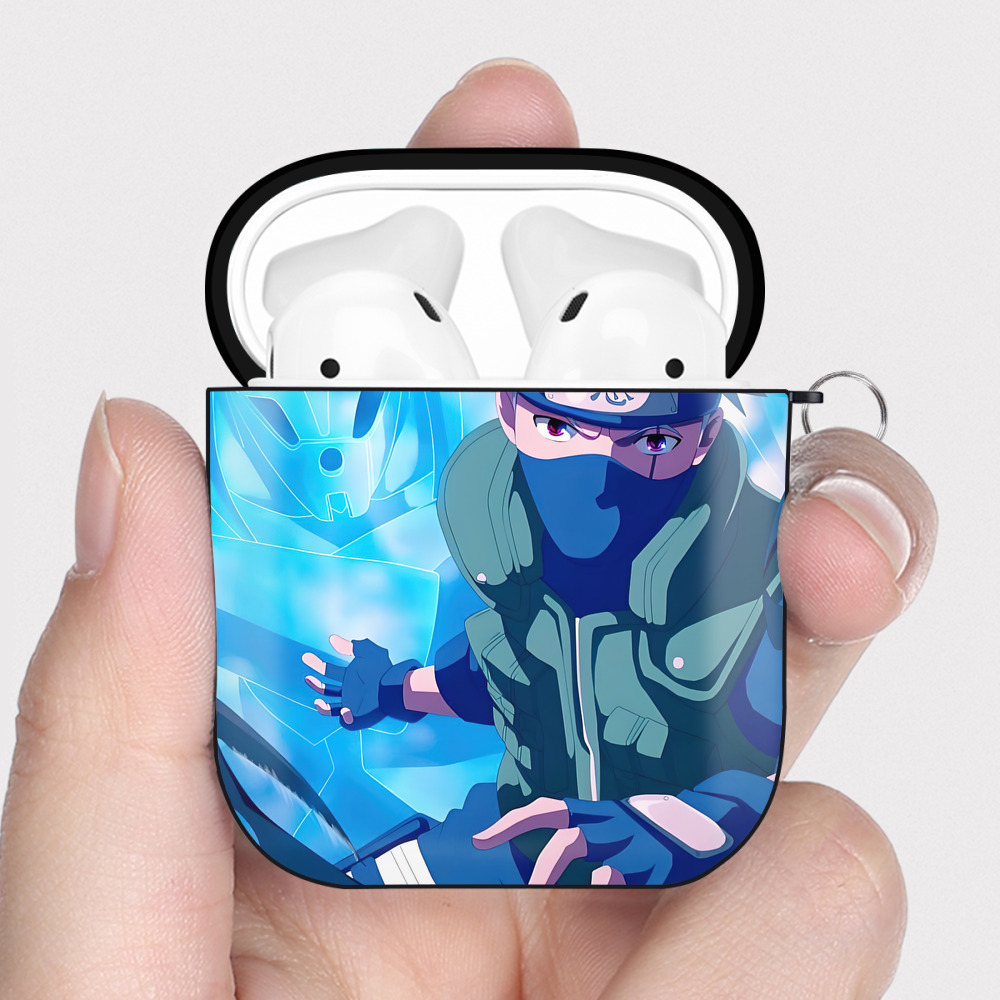 （画像用） NARUTO -ナルト- NARUTO -ナルト- 疾風伝 AirPods 第2世代保護ケース ハードシェル ブラック 耐衝撃・防指紋・カラビナ付き