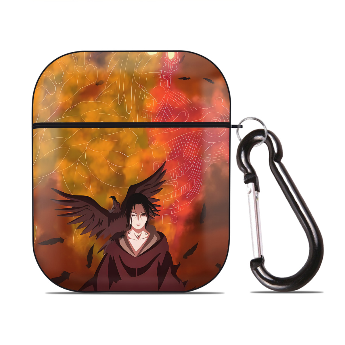 （画像用） NARUTO -ナルト- NARUTO -ナルト- 疾風伝 AirPods 第2世代保護ケース ハードシェル ブラック 耐衝撃・防指紋・カラビナ付き