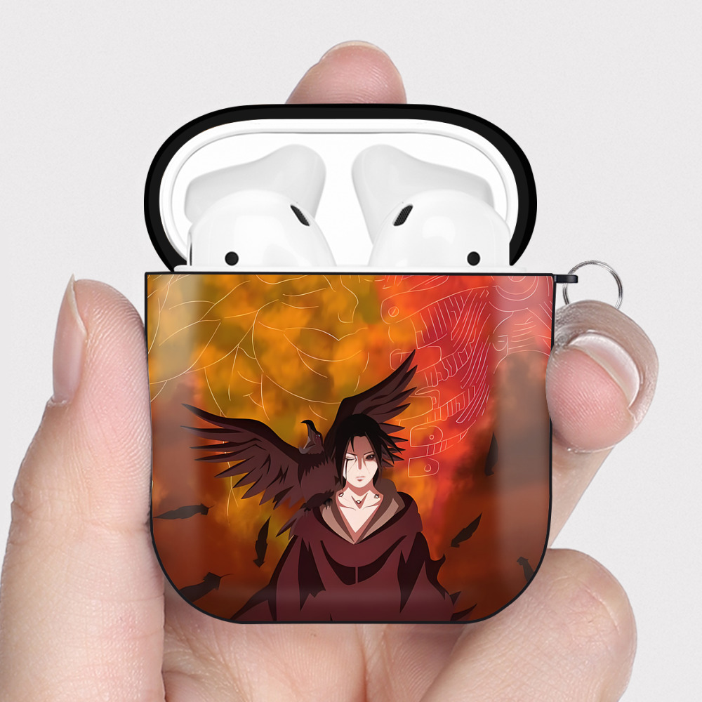 （画像用） NARUTO -ナルト- NARUTO -ナルト- 疾風伝 AirPods 第2世代保護ケース ハードシェル ブラック 耐衝撃・防指紋・カラビナ付き