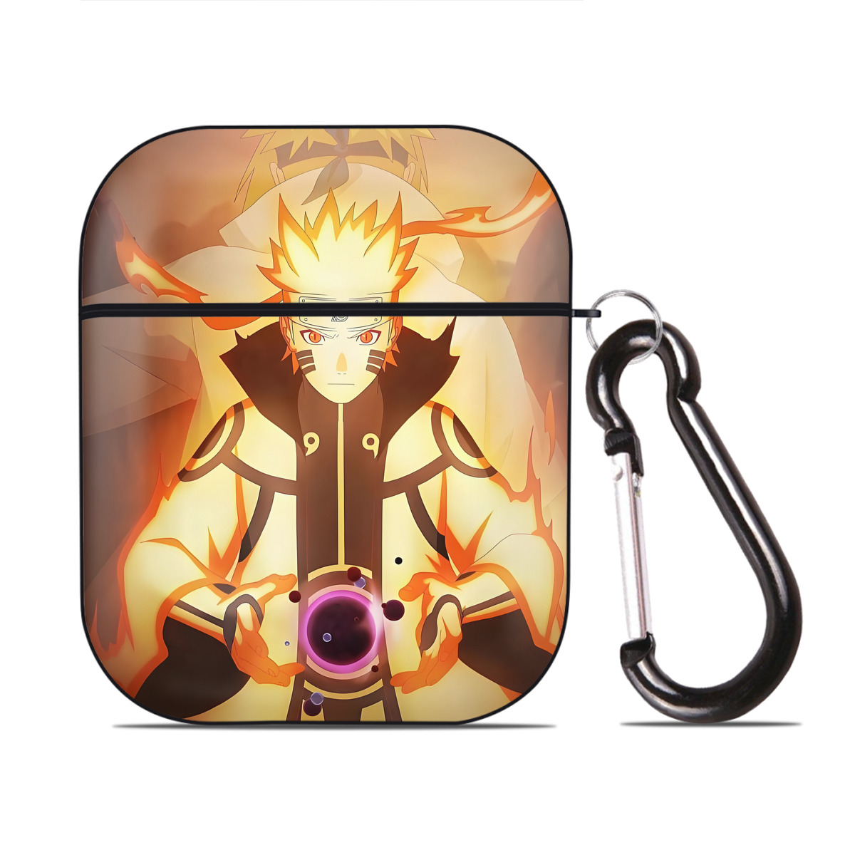 （画像用） NARUTO -ナルト- NARUTO -ナルト- 疾風伝 AirPods 第2世代保護ケース ハードシェル ブラック 耐衝撃・防指紋・カラビナ付き