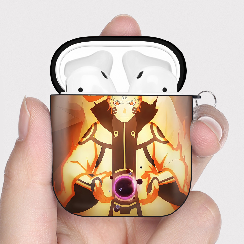 （画像用） NARUTO -ナルト- NARUTO -ナルト- 疾風伝 AirPods 第2世代保護ケース ハードシェル ブラック 耐衝撃・防指紋・カラビナ付き
