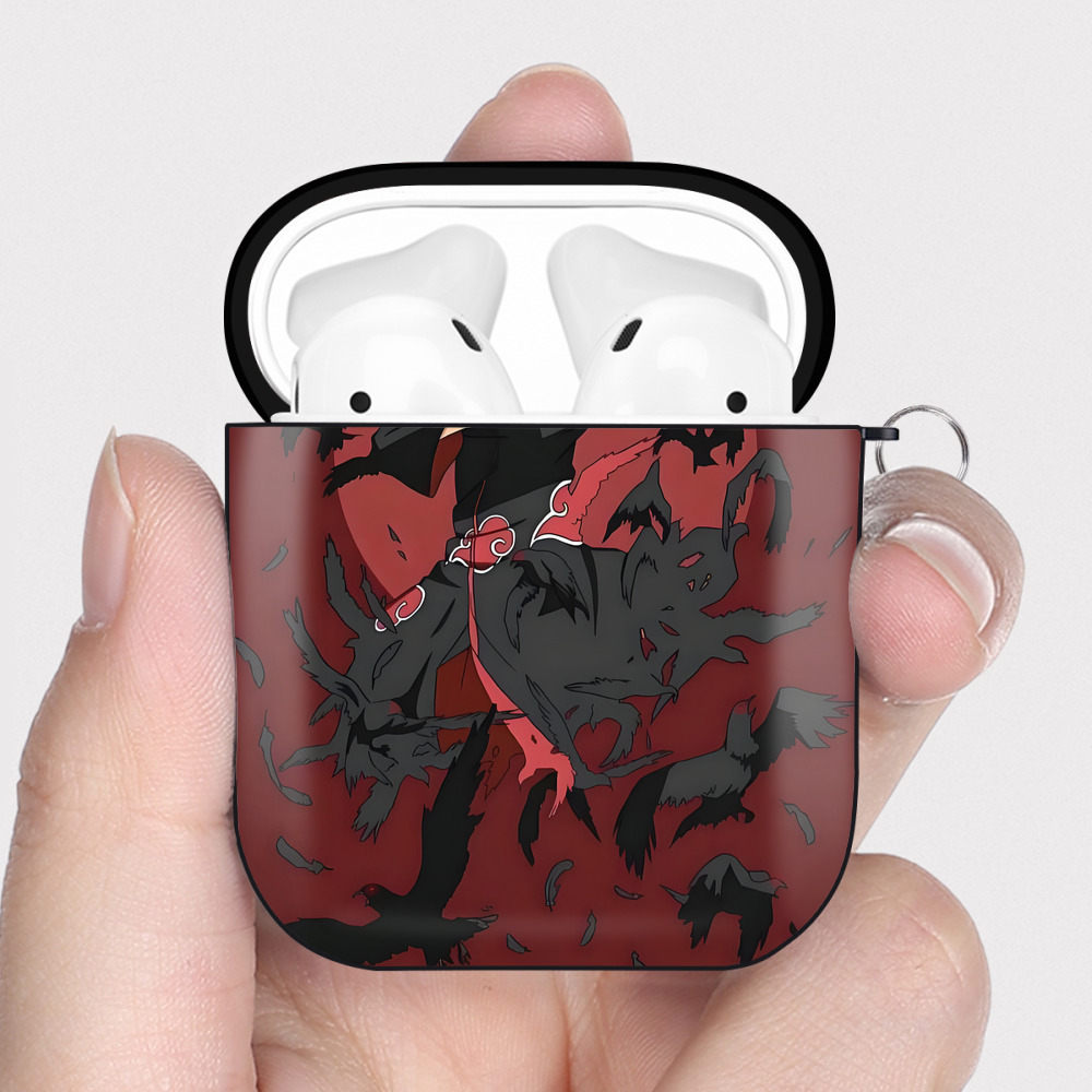 （画像用） NARUTO -ナルト- NARUTO -ナルト- 疾風伝 AirPods 第2世代保護ケース ハードシェル ブラック 耐衝撃・防指紋・カラビナ付き