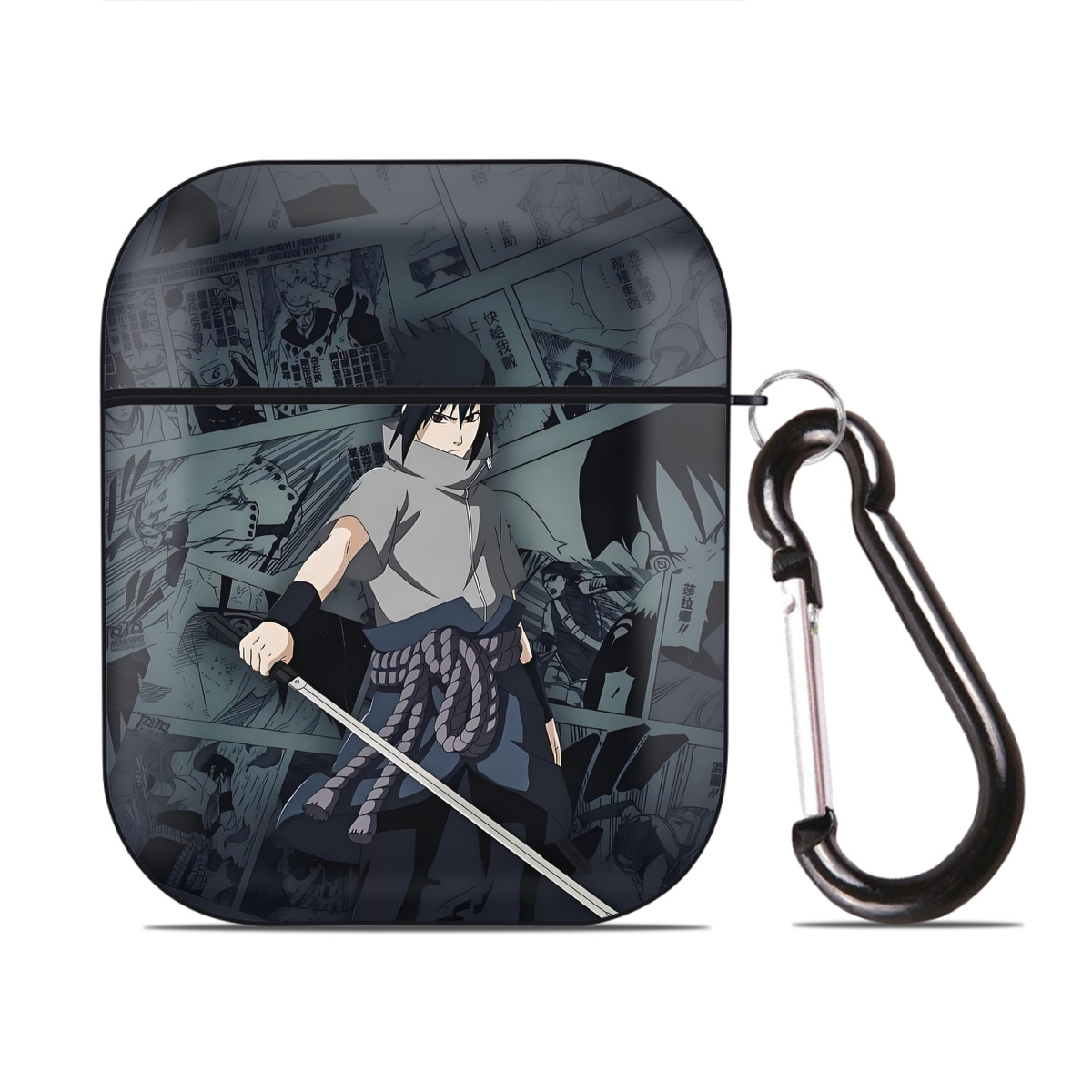 （画像用） NARUTO -ナルト- NARUTO -ナルト- 疾風伝 AirPods 第2世代保護ケース ハードシェル ブラック 耐衝撃・防指紋・カラビナ付き