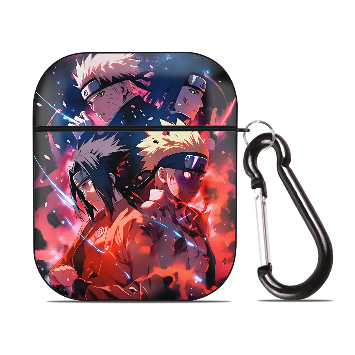 （画像用） NARUTO -ナルト- NARUTO -ナルト- 疾風伝 AirPods 第2世代保護ケース ハードシェル ブラック 耐衝撃・防指紋・カラビナ付き