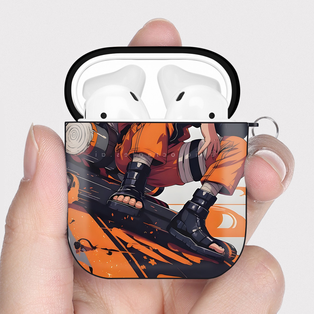 （画像用） NARUTO -ナルト- NARUTO -ナルト- 疾風伝 AirPods 第2世代保護ケース ハードシェル ブラック 耐衝撃・防指紋・カラビナ付き