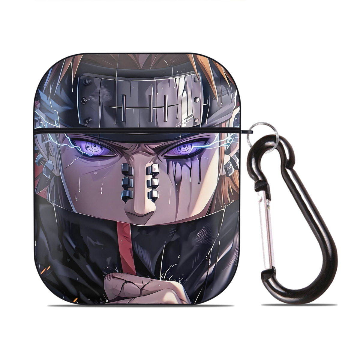 （画像用） NARUTO -ナルト- NARUTO -ナルト- 疾風伝 AirPods 第2世代保護ケース ハードシェル ブラック 耐衝撃・防指紋・カラビナ付き