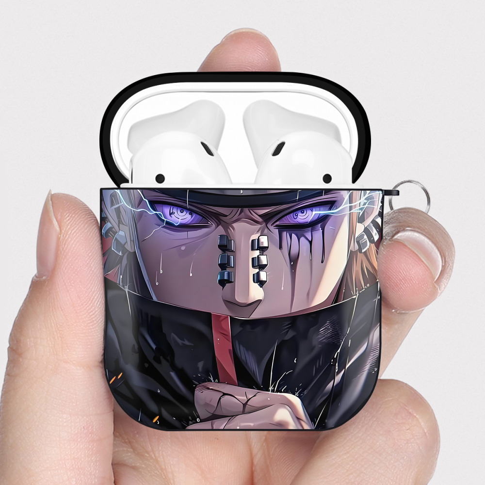 （画像用） NARUTO -ナルト- NARUTO -ナルト- 疾風伝 AirPods 第2世代保護ケース ハードシェル ブラック 耐衝撃・防指紋・カラビナ付き