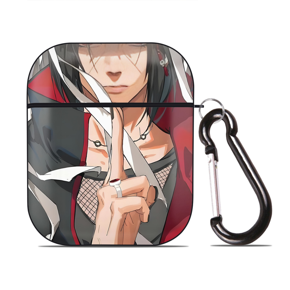 （画像用） NARUTO -ナルト- NARUTO -ナルト- 疾風伝 AirPods 第2世代保護ケース ハードシェル ブラック 耐衝撃・防指紋・カラビナ付き