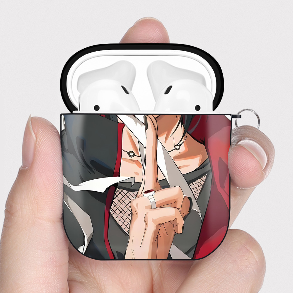 （画像用） NARUTO -ナルト- NARUTO -ナルト- 疾風伝 AirPods 第2世代保護ケース ハードシェル ブラック 耐衝撃・防指紋・カラビナ付き