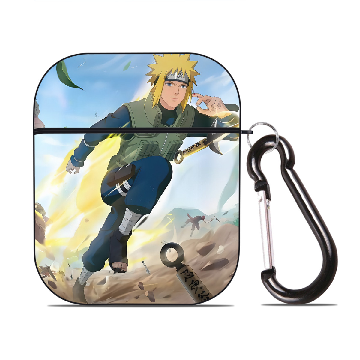 （画像用） NARUTO -ナルト- NARUTO -ナルト- 疾風伝 AirPods 第2世代保護ケース ハードシェル ブラック 耐衝撃・防指紋・カラビナ付き