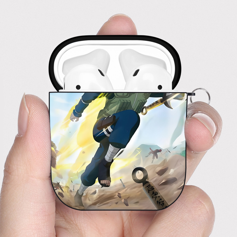 （画像用） NARUTO -ナルト- NARUTO -ナルト- 疾風伝 AirPods 第2世代保護ケース ハードシェル ブラック 耐衝撃・防指紋・カラビナ付き