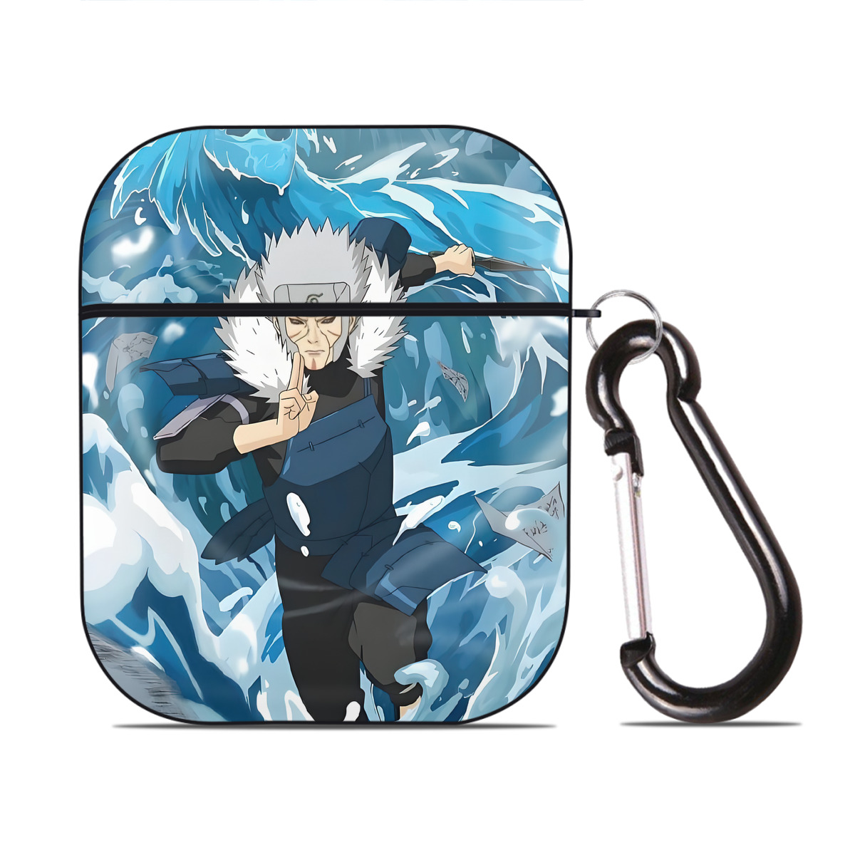 （画像用） NARUTO -ナルト- NARUTO -ナルト- 疾風伝 AirPods 第2世代保護ケース ハードシェル ブラック 耐衝撃・防指紋・カラビナ付き