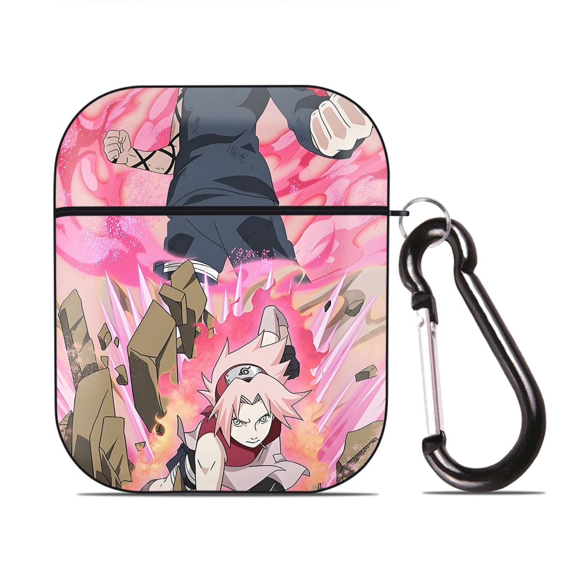 （画像用） NARUTO -ナルト- NARUTO -ナルト- 疾風伝 AirPods 第2世代保護ケース ハードシェル ブラック 耐衝撃・防指紋・カラビナ付き