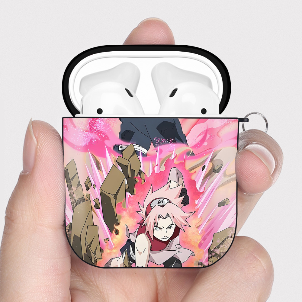 （画像用） NARUTO -ナルト- NARUTO -ナルト- 疾風伝 AirPods 第2世代保護ケース ハードシェル ブラック 耐衝撃・防指紋・カラビナ付き