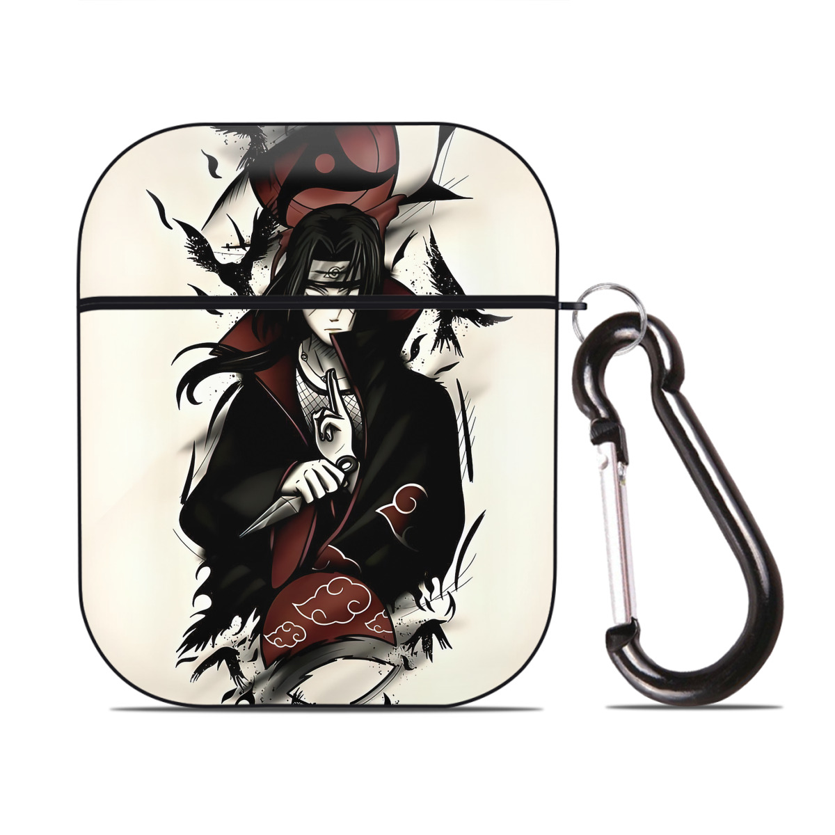 （画像用） NARUTO -ナルト- NARUTO -ナルト- 疾風伝 AirPods 第2世代保護ケース ハードシェル ブラック 耐衝撃・防指紋・カラビナ付き