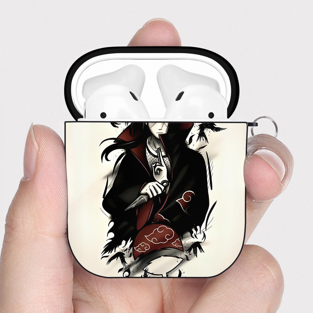 （画像用） NARUTO -ナルト- NARUTO -ナルト- 疾風伝 AirPods 第2世代保護ケース ハードシェル ブラック 耐衝撃・防指紋・カラビナ付き