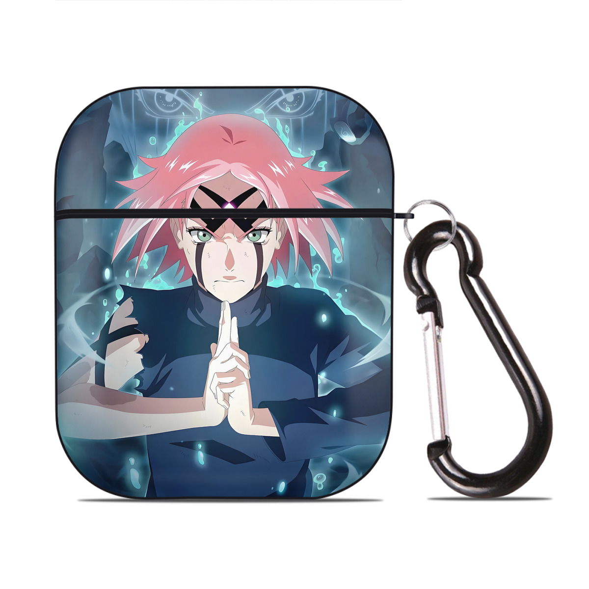 （画像用） NARUTO -ナルト- NARUTO -ナルト- 疾風伝 AirPods 第2世代保護ケース ハードシェル ブラック 耐衝撃・防指紋・カラビナ付き